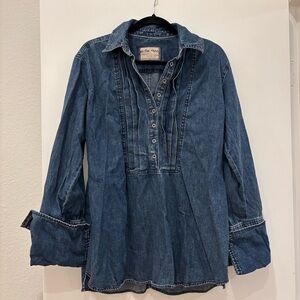 Free People We The Free After Hours Denim quarter button down cuff sleeves